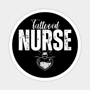 Tattooed Nurse with Heart-Shaped Potion Bottle Magnet